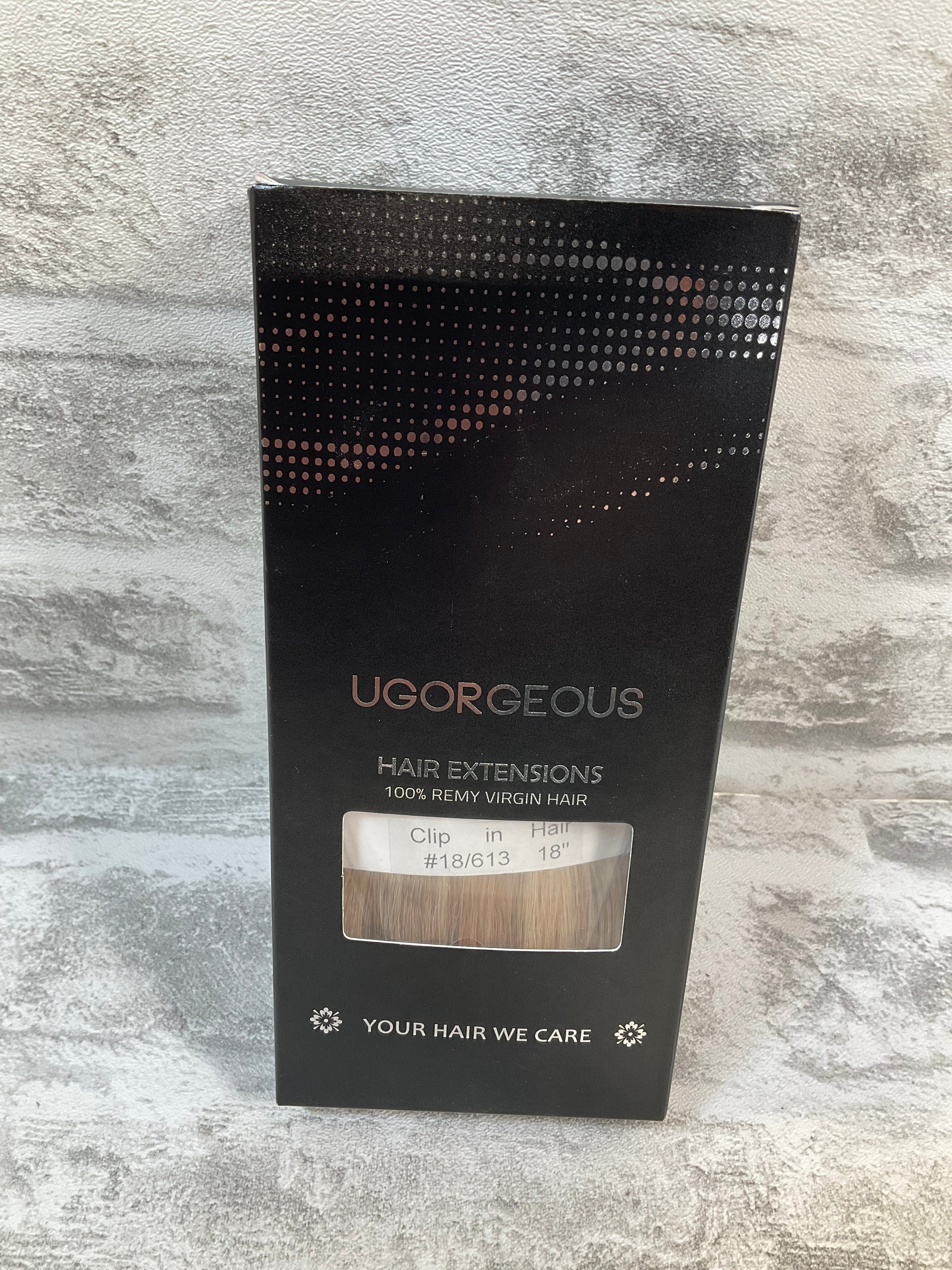 UGORGEOUS Hair Extensions 100% Remy Virgin Hair, Clip In 18", #18/613 (7506041667822)